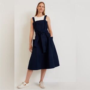 NWT Everlane The Organic Cotton Herringbone Dress in Navy Size XS